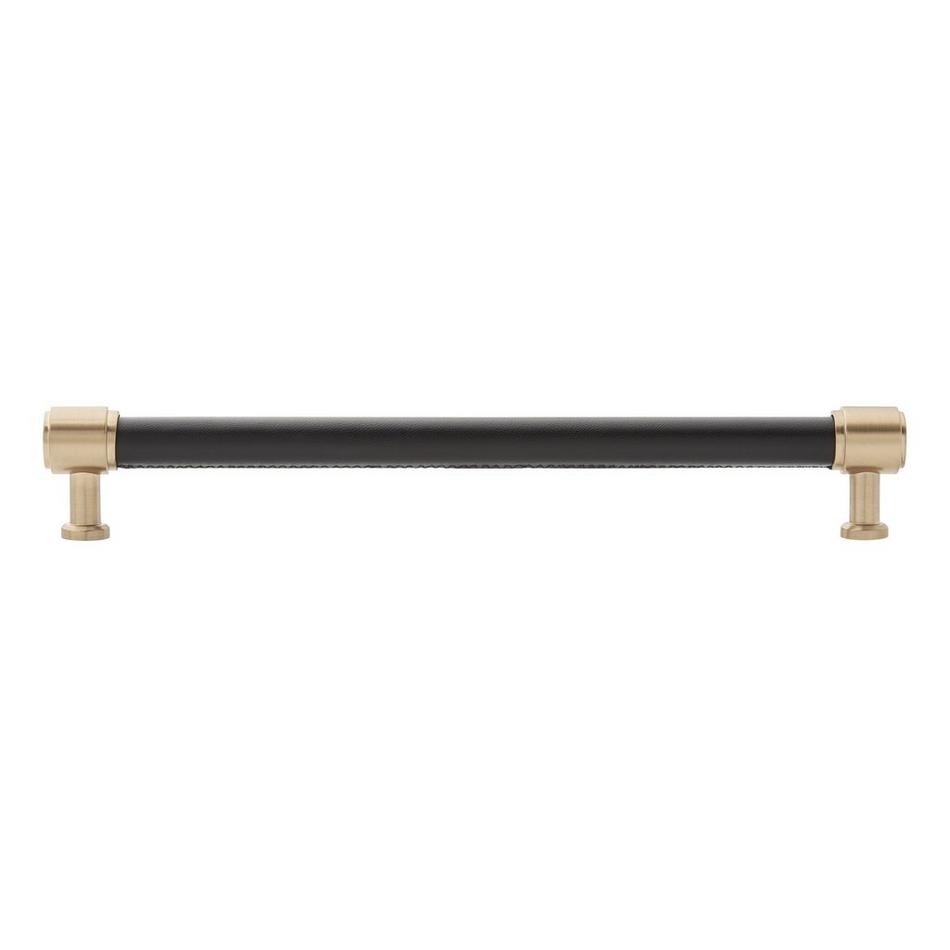 8-13/16" Lazzara Oversized Cabinet Pull Black Leather - Champagne Bronze, , large image number 2