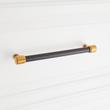 7-9/16" Lazzara Cabinet Pull Black Leather - Brushed Gold, , large image number 3