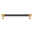 7-9/16" Lazzara Cabinet Pull Black Leather - Brushed Gold, , large image number 2