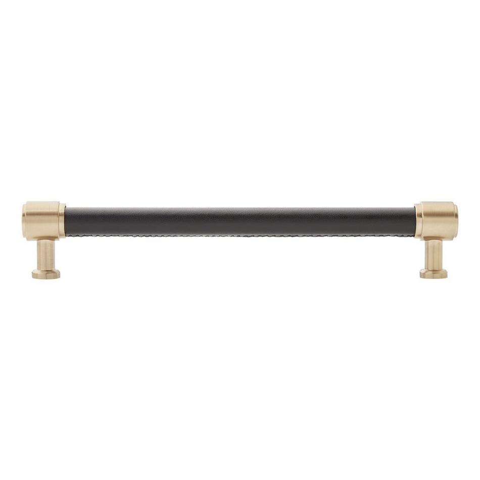 7-9/16" Lazzara Cabinet Pull Black Leather - Champagne Bronze, , large image number 2