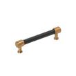 5-1/16" Lazzara Cabinet Pull Black Leather - Brushed Gold, , large image number 0
