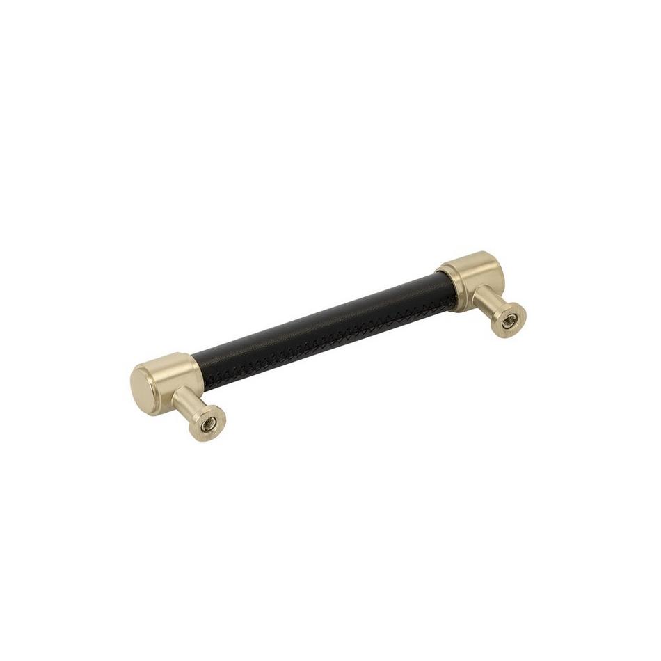 5-1/16" Lazzara Cabinet Pull Black Leather - Golden Champagne, , large image number 2