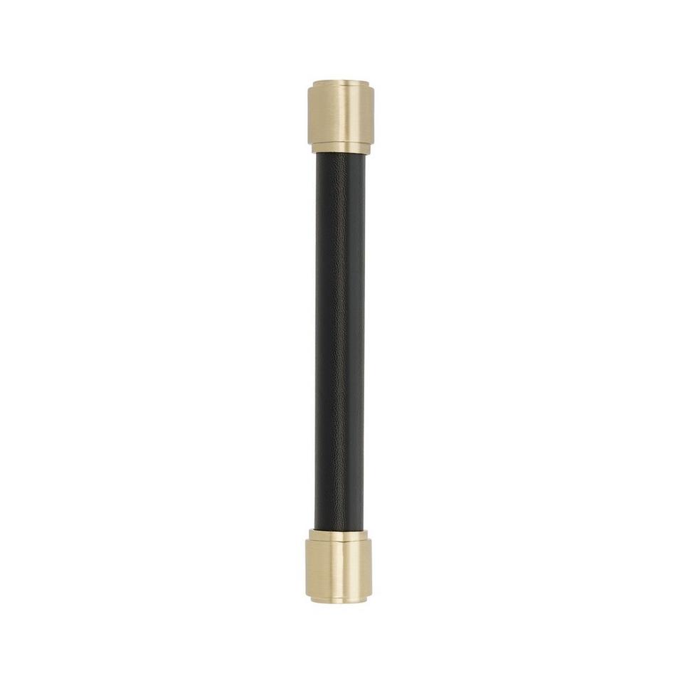 5-1/16" Lazzara Cabinet Pull Black Leather - Golden Champagne, , large image number 1