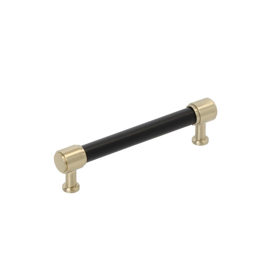 5-1/16" Lazzara Cabinet Pull Black Leather - Golden Champagne, , large image number 0