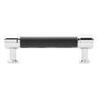 5-1/16" Lazzara Cabinet Pull Black Leather - Polished Chrome, , large image number 2