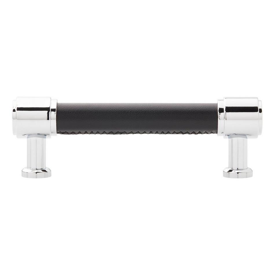 5-1/16" Lazzara Cabinet Pull Black Leather - Polished Chrome, , large image number 2