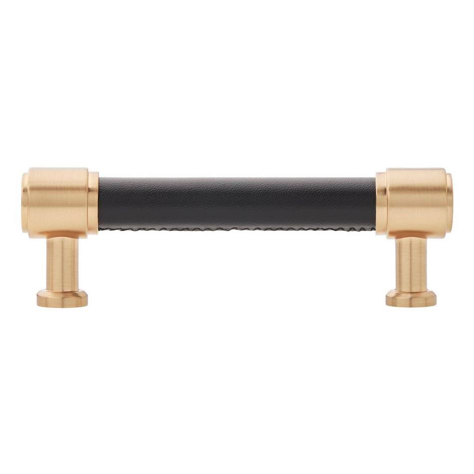 3-3/4" Lazzara Cabinet Pull Black Leather - Champagne Bronze, , large image number 2