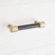 3-3/4" Lazzara Cabinet Pull Black Leather - Golden Champagne, , large image number 3