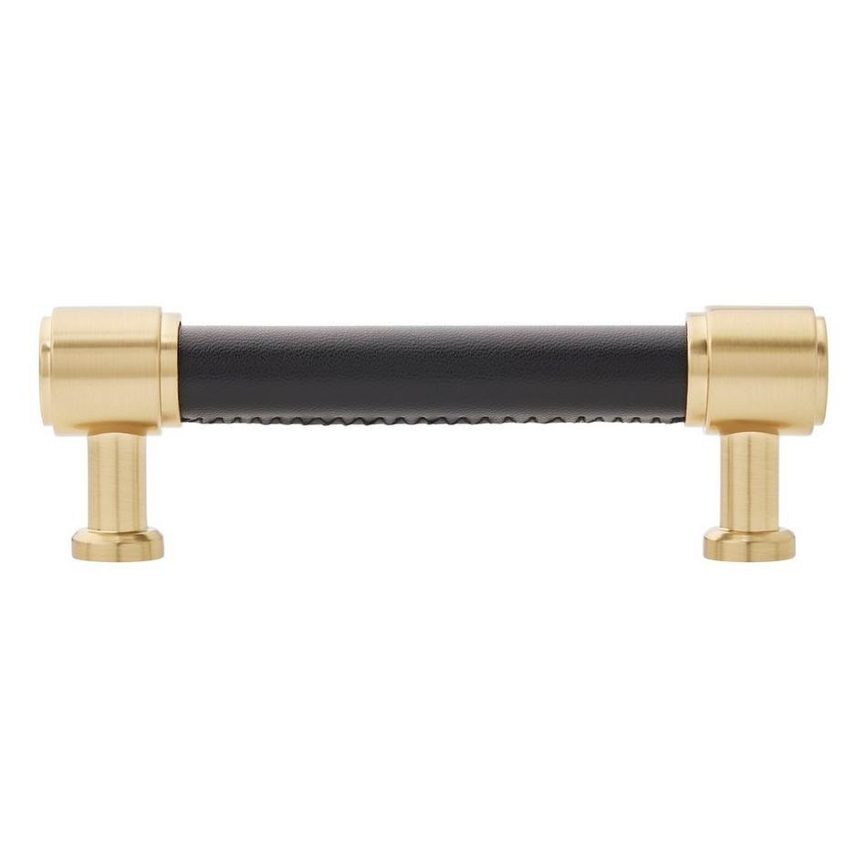 3-3/4" Lazzara Cabinet Pull Black Leather - Golden Champagne, , large image number 2
