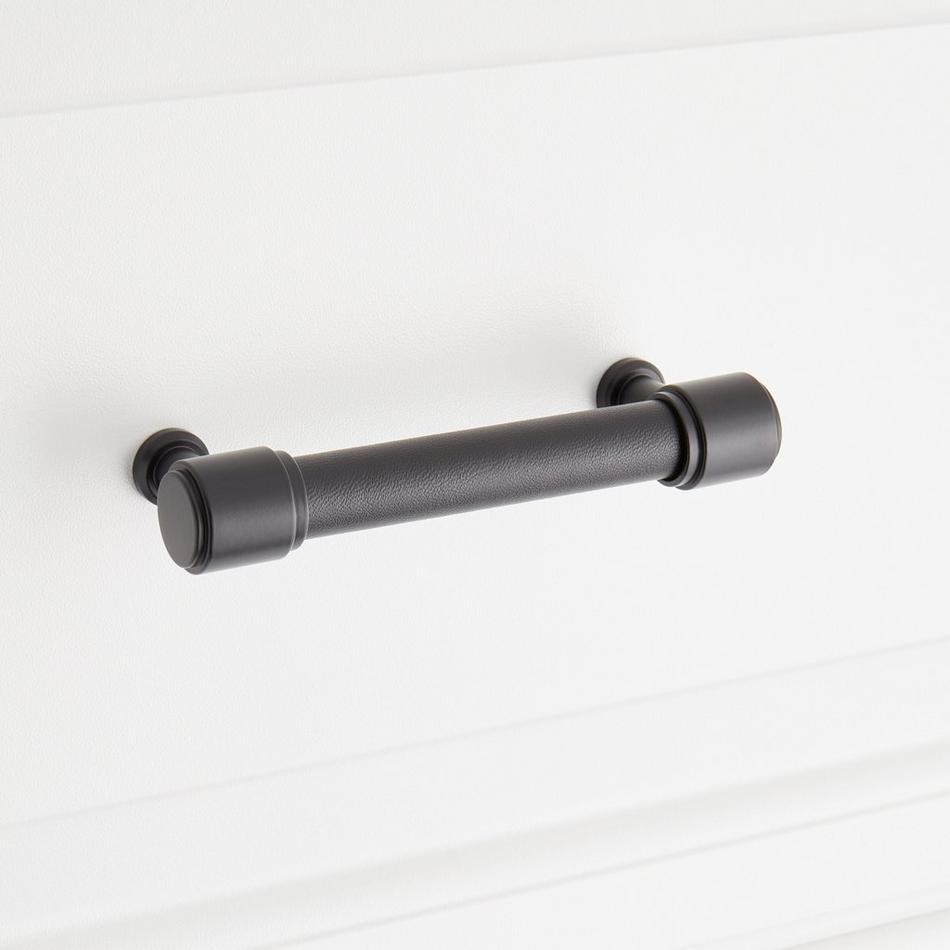 3-3/4" Lazzara Cabinet Pull Black Leather - Matte Black, , large image number 3