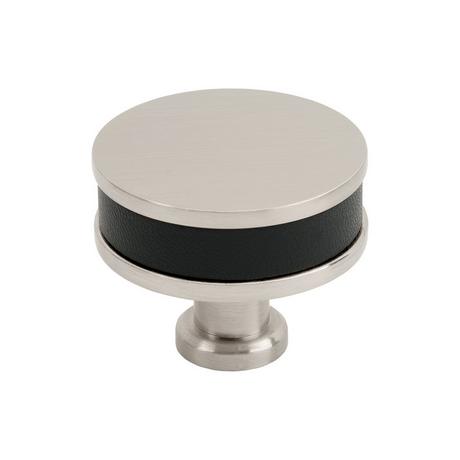 Lazzara Round Cabinet Knob Black Leather