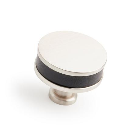 Lazzara Round Cabinet Knob Black Leather