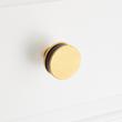 1-1/2" Lazzara Round Cabinet Knob Black Leather - Brushed Gold, , large image number 3