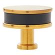 1-1/2" Lazzara Round Cabinet Knob Black Leather - Brushed Gold, , large image number 2