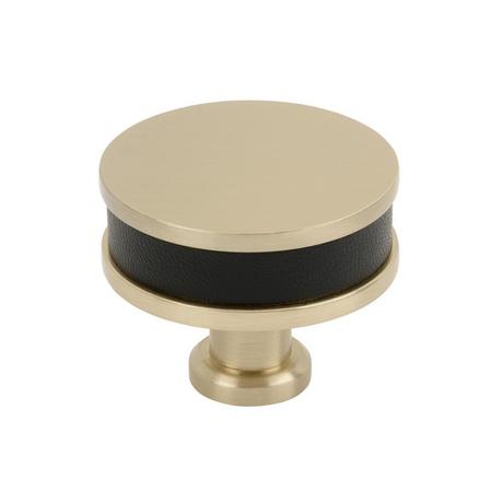 Lazzara Round Cabinet Knob Black Leather