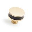 1-1/2" Lazzara Round Cabinet Knob Black Leather - Golden Champagne, , large image number 0