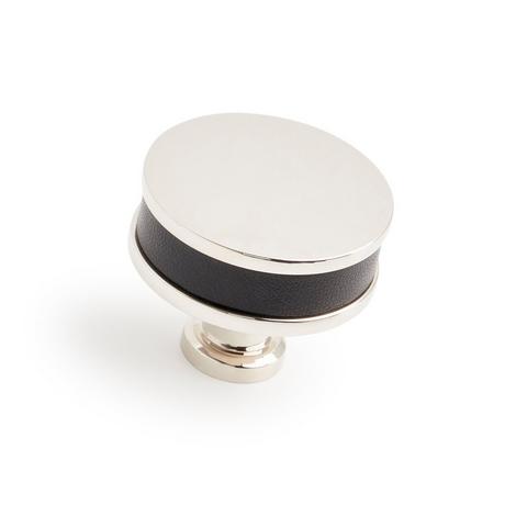 Lazzara Round Cabinet Knob Black Leather