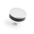 1-1/2" Lazzara Round Cabinet Knob Black Leather - Polished Chrome, , large image number 0
