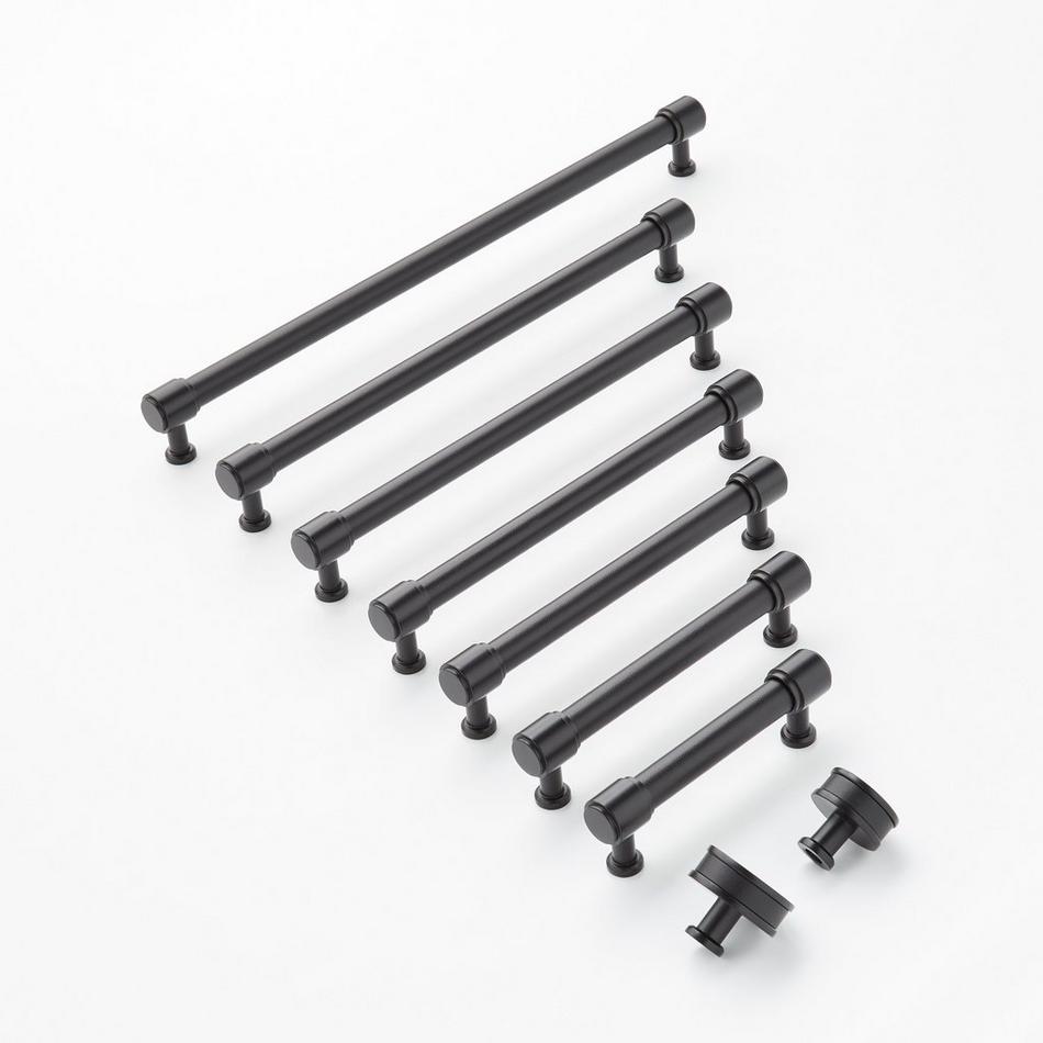 1-1/2" Lazzara Round Cabinet Knob Black Leather - Matte Black, , large image number 1