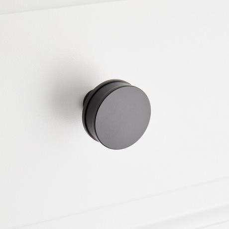 Lazzara Round Cabinet Knob Black Leather
