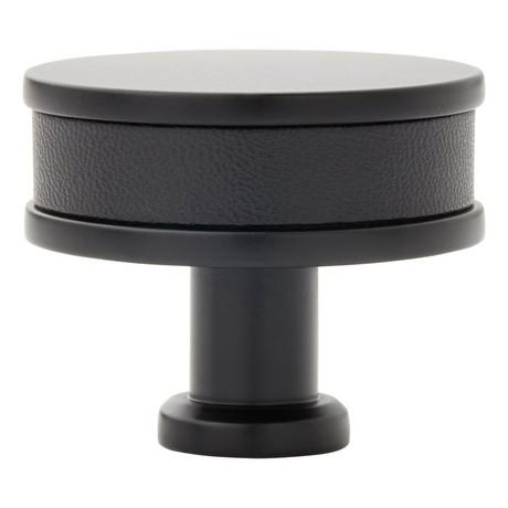 Lazzara Round Cabinet Knob Black Leather