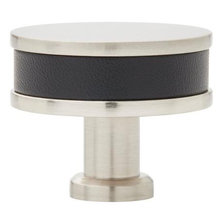 Lazzara Round Cabinet Knob Black Leather
