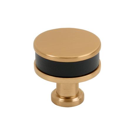 Lazzara Round Cabinet Knob Black Leather