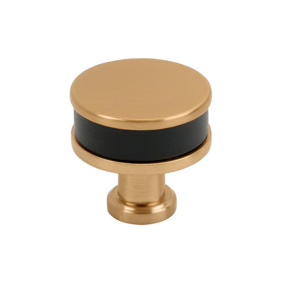 Lazzara Round Cabinet Knob Black Leather, , large image number 0