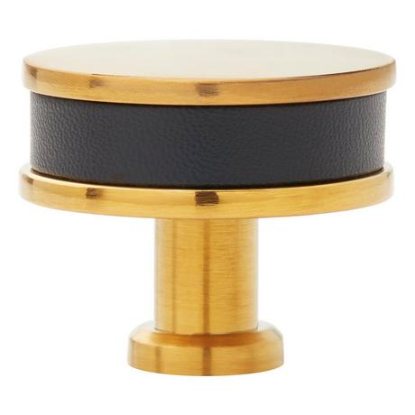 Lazzara Round Cabinet Knob Black Leather