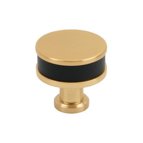 Lazzara Round Cabinet Knob Black Leather