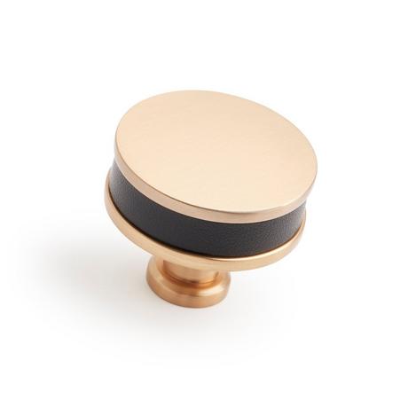 Lazzara Round Cabinet Knob Black Leather