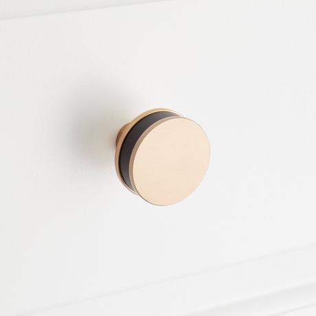 Lazzara Round Cabinet Knob Black Leather