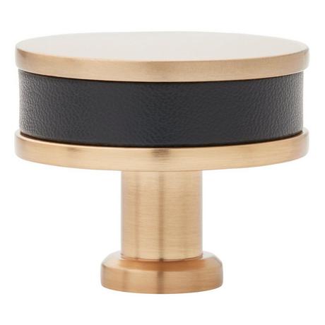 Lazzara Round Cabinet Knob Black Leather