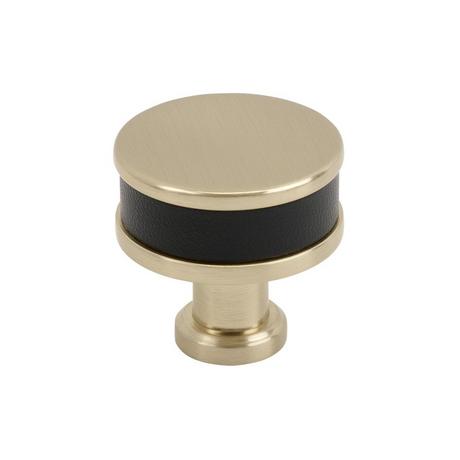 Lazzara Round Cabinet Knob Black Leather