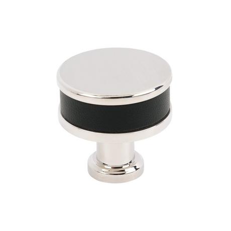 Lazzara Round Cabinet Knob Black Leather