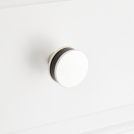 Lazzara Round Cabinet Knob Black Leather