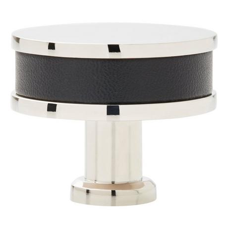 Lazzara Round Cabinet Knob Black Leather