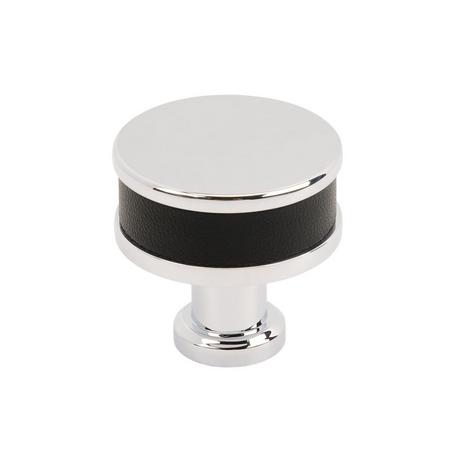 Lazzara Round Cabinet Knob Black Leather