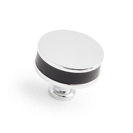 Lazzara Round Cabinet Knob Black Leather