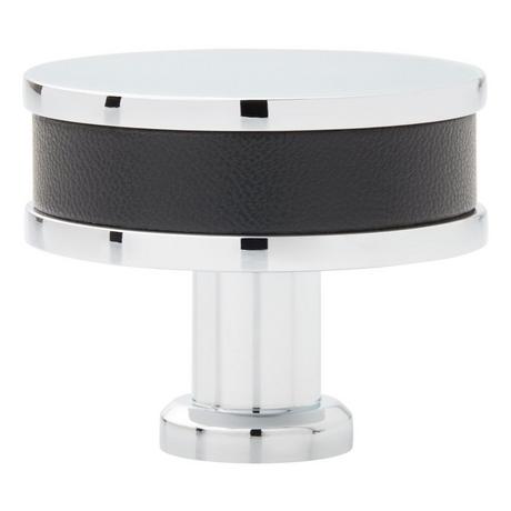 Lazzara Round Cabinet Knob Black Leather
