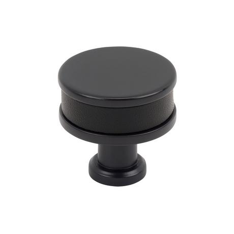 Lazzara Round Cabinet Knob Black Leather