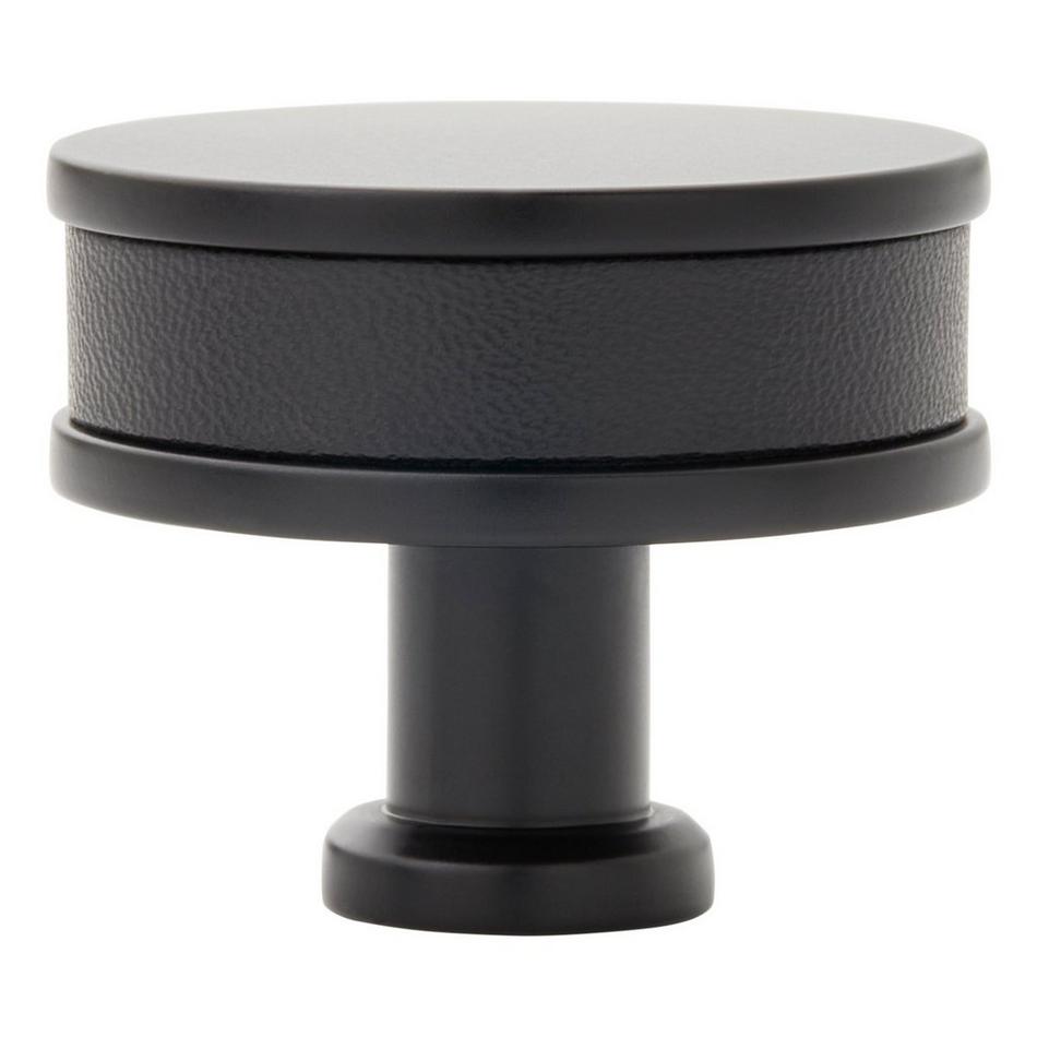 1-1/4" Lazzara Round Cabinet Knob Black Leather - Matte Black, , large image number 2