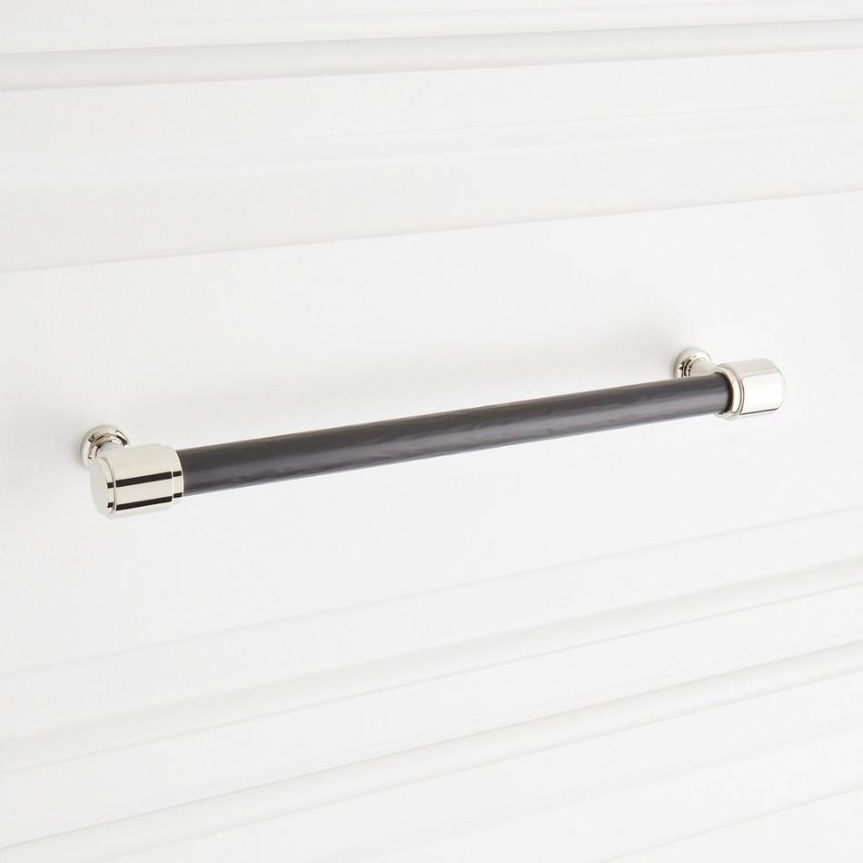 8-13/16" Lazzara Textured Oversized Cabinet Pull - Matte Black/Polished Nickel, , large image number 3