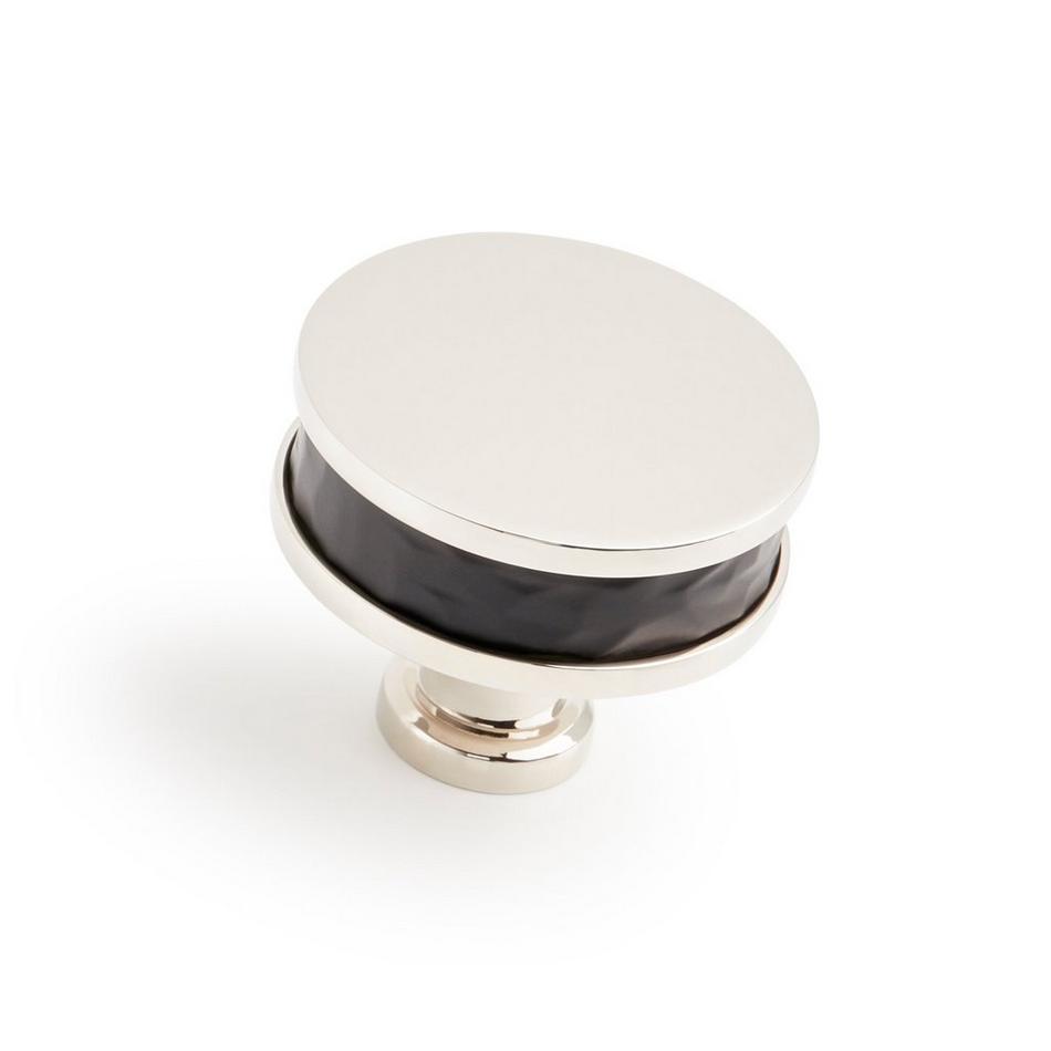 1-1/2" Lazzara Round Textured Cabinet Knob - Matte Black/Polished Nickel, , large image number 0