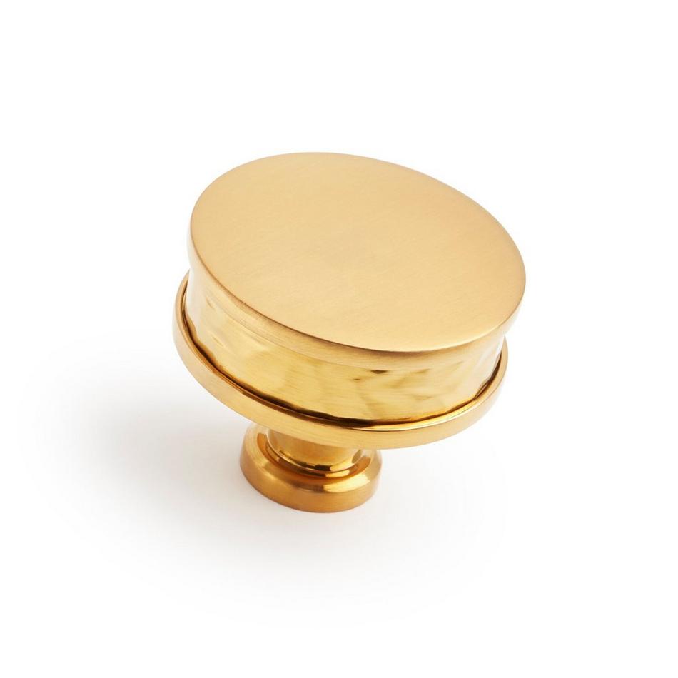 1-1/2" Lazzara Round Textured Cabinet Knob - Brushed Gold, , large image number 0