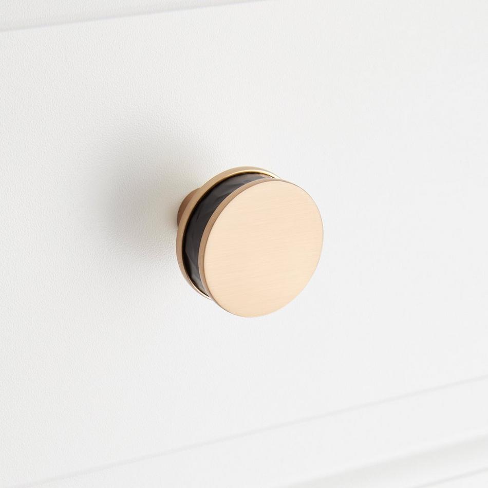 1-1/4" Lazzara Round Textured Cabinet Knob - Matte Black/Champagne Bronze, , large image number 3