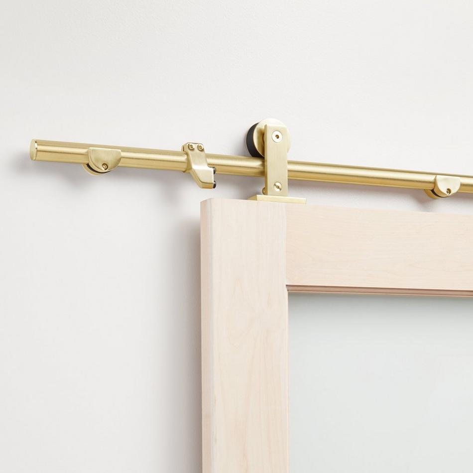 96 in. Stainless Steel Top Mount Rolling Door Hardware Kit for Wood Doors 96 in. Stainless Steel Top Mount Rolling Door Hardware Kit for Wood Doors
