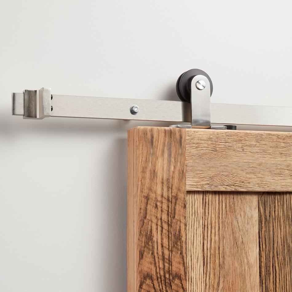 96" Bowden Top-Mount Barn Door Hardware Kit with Soft Close - Satin Nickel, , large image number 0