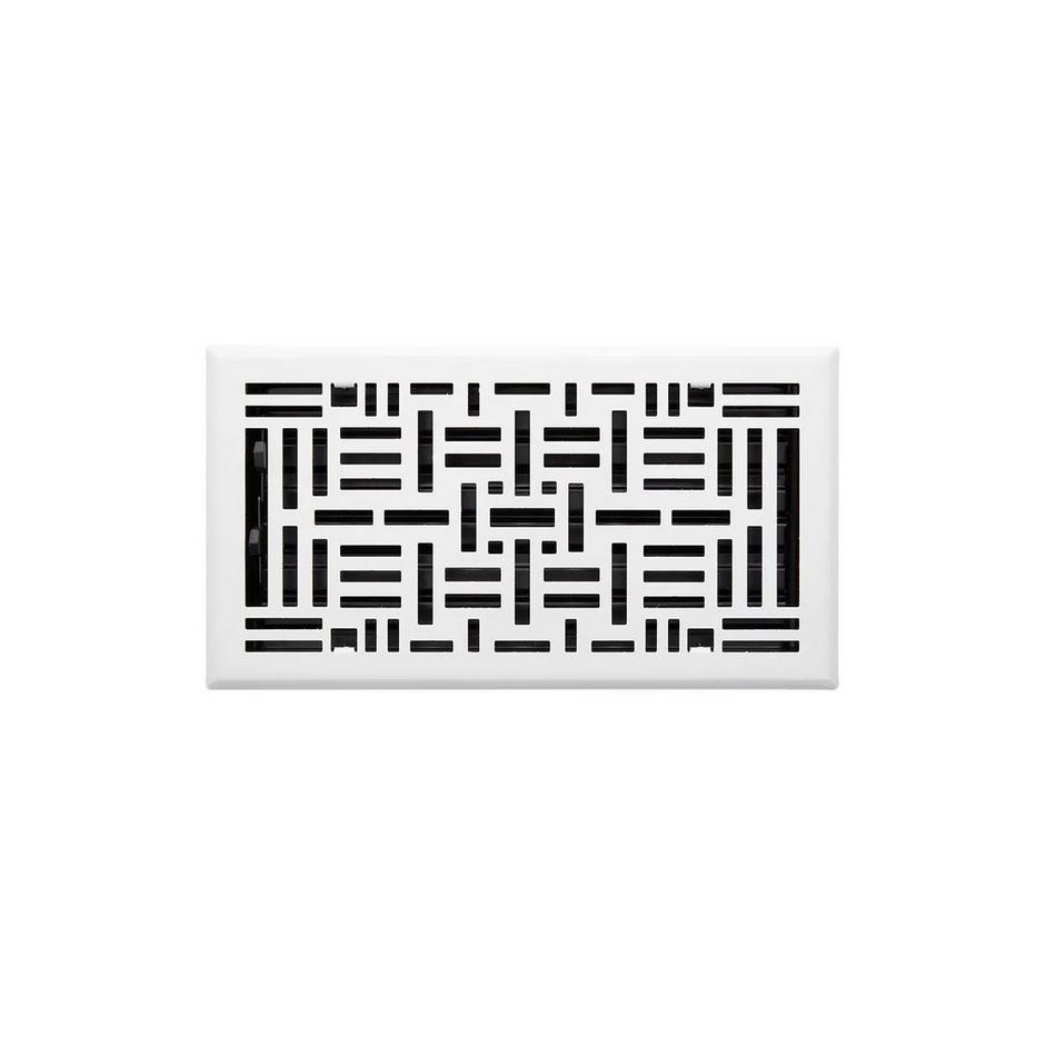 Baudot Steel Floor Register - White  6" x 14" (7-1/4" x 15-3/8" Overall), , large image number 0