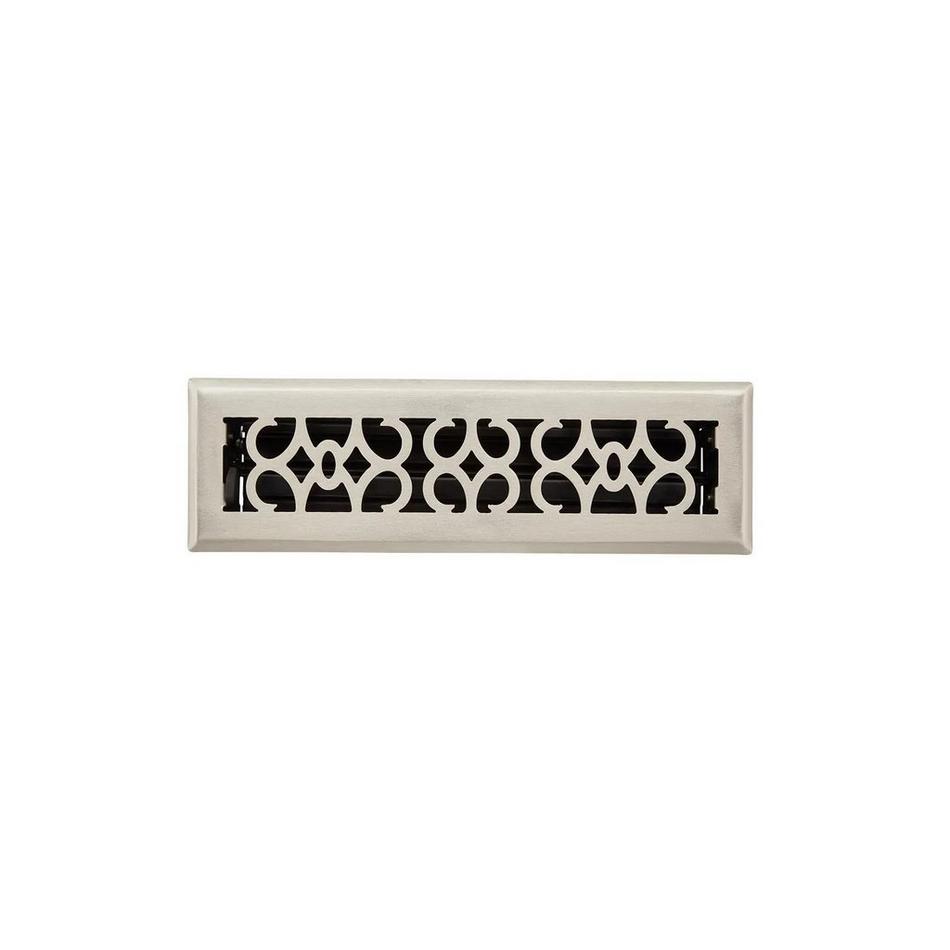 Virginia Victorian Steel Floor Register - Brushed Nickel 2-1/4"x 14" (3-1/2" x 15-3/8" Overall), , large image number 0